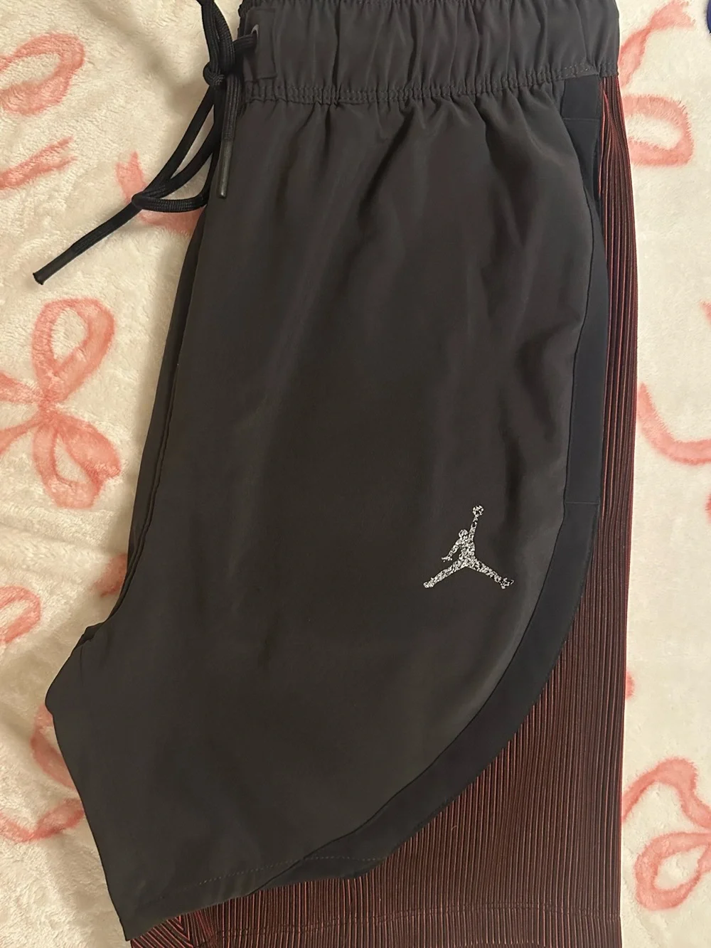Jordan Black Athletic Layered Training Shorts with Red Underlayer